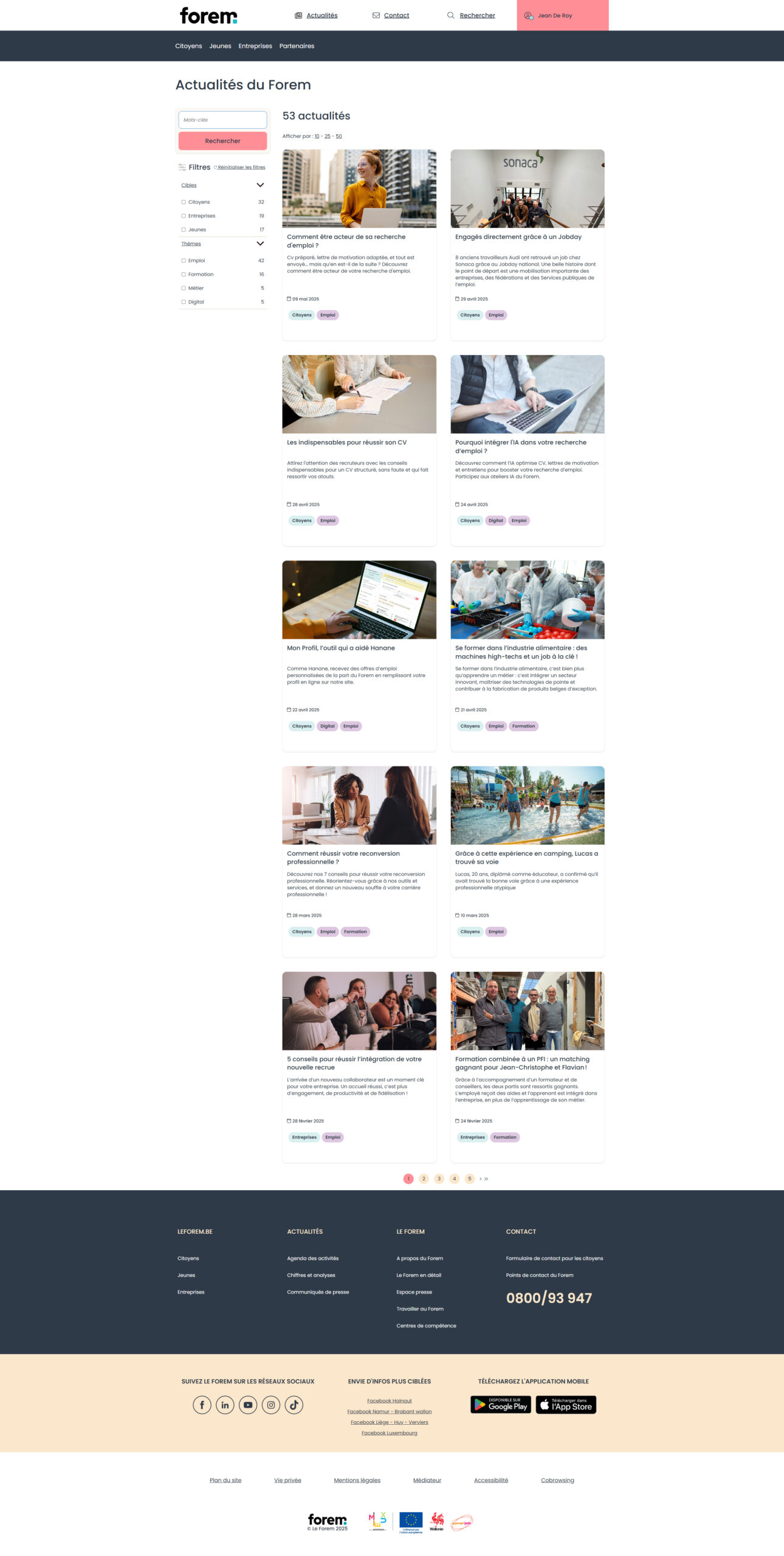 page actualité du forem